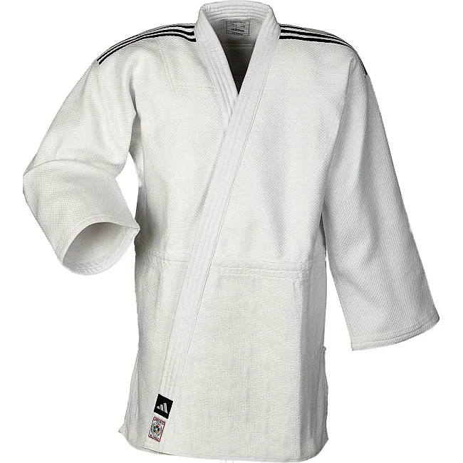 Кімоно для дзюдо Adidas Champion III з ліцензією IJF (білий/чорні смуги) J-IJF-2
