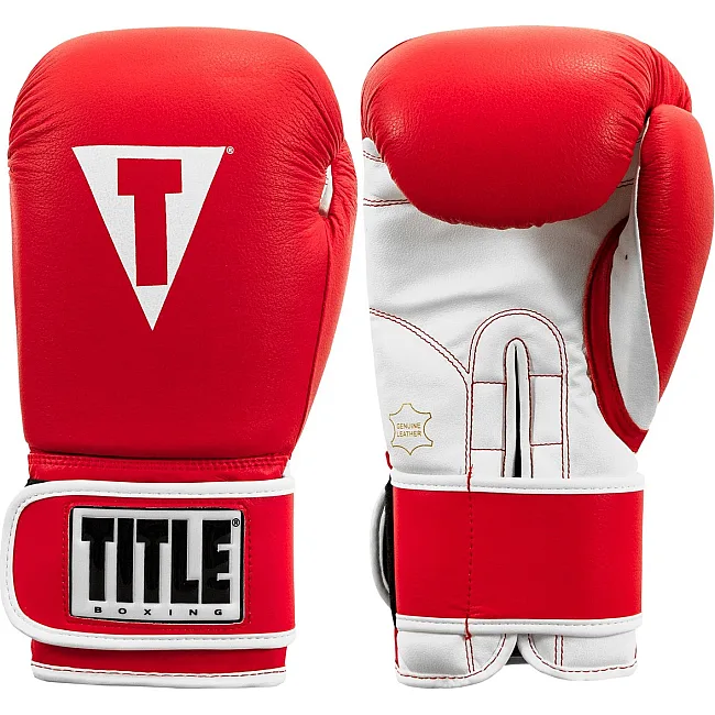 Боксерские перчатки TITLE Boxing Pro Style Leather Gloves3.0 Red/White (бинты 4м. в комплекте)