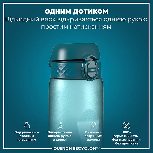 Бутылка для воды ION8 1000мл. BPA Free, Times To Drink, (ЭКО бутылка) BPA Free, Teal &amp; Blue