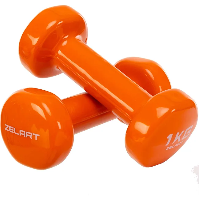 Гантели для фитнеса виниловые ZELART Beauty TA-5225-1 2шт 1кг (Коралловый)