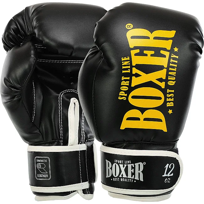 Перчатки для бокса искусственная кожа BOXER NEW 2022-N (Черный)