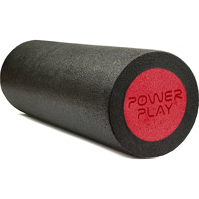 Массажный ролик (роллер) гладкий PowerPlay 4021 Fitness Roller Черно-красный (30x15см.)