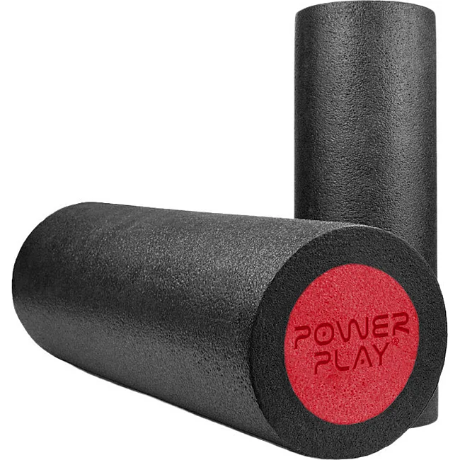 Массажный ролик (роллер) гладкий PowerPlay 4021 Fitness Roller Черно-красный (30x15см.)