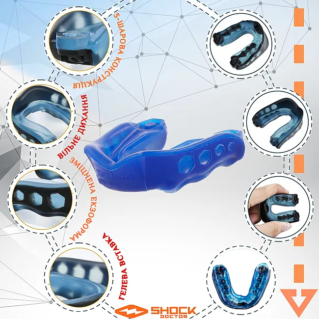Капа для бокса Shock Doctor Gel Max взрослая (возраст 11+) Blue (art. 6150-BLU-AD)