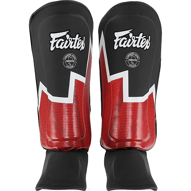 Защитные накладки на ноги Муай Тай, ММА, Кикбоксинг кожаная FAIRTEX BO-9486 (Черный-оранжевый)