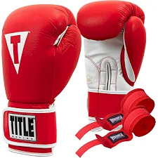 Боксерские перчатки TITLE Boxing Pro Style Leather Gloves3.0 Red/White (бинты 4м. в комплекте)