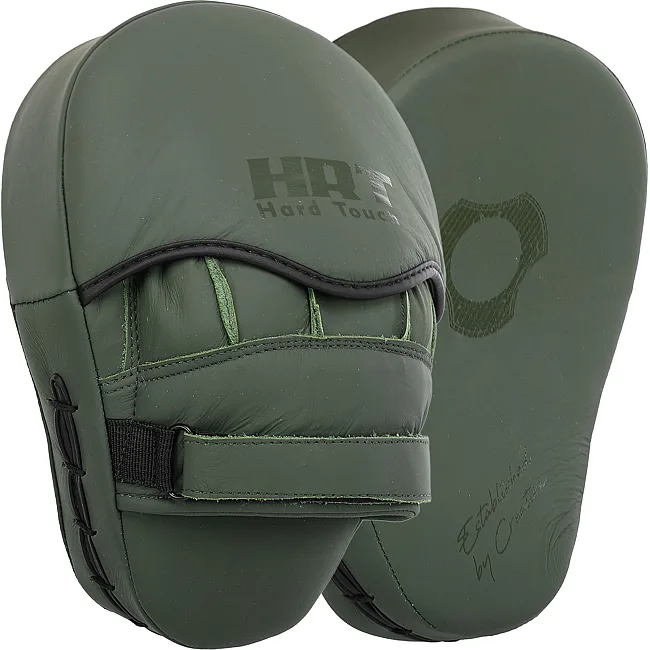 Лапа боксерская изогнутая тренировочная кожа HARD TOUCH BO-4231 19x5x25см 2штуки (Оливковый)