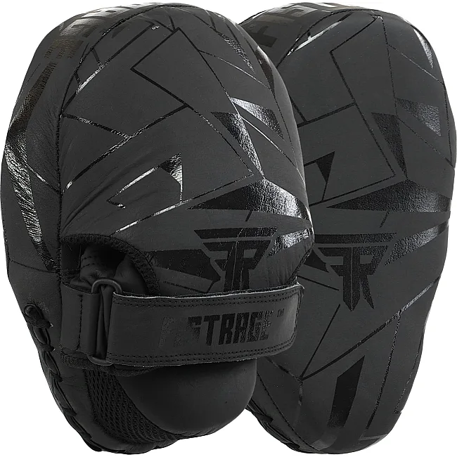 Лапа боксерская изогнутая тренировочная кожа FISTRAGE INTENSE FIGHTER VL-9348 19х5х26см 2штуки (Серый-черный)