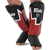 Защитные накладки на ноги Муай Тай, ММА, Кикбоксинг кожаная FAIRTEX BO-9486 (Черный-оранжевый)