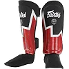 Защитные накладки на ноги Муай Тай, ММА, Кикбоксинг кожаная FAIRTEX BO-9486 (Черный-оранжевый)