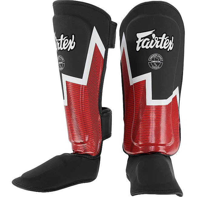 Защитные накладки на ноги Муай Тай, ММА, Кикбоксинг кожаная FAIRTEX BO-9486 (Черный-оранжевый)