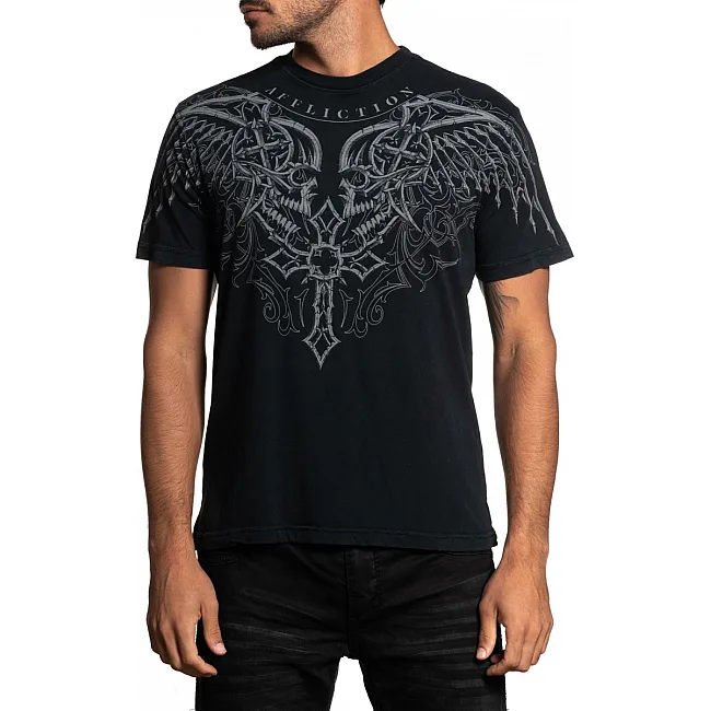 Футболка AFFLICTION Milan SS Tee Black Lawa Wash