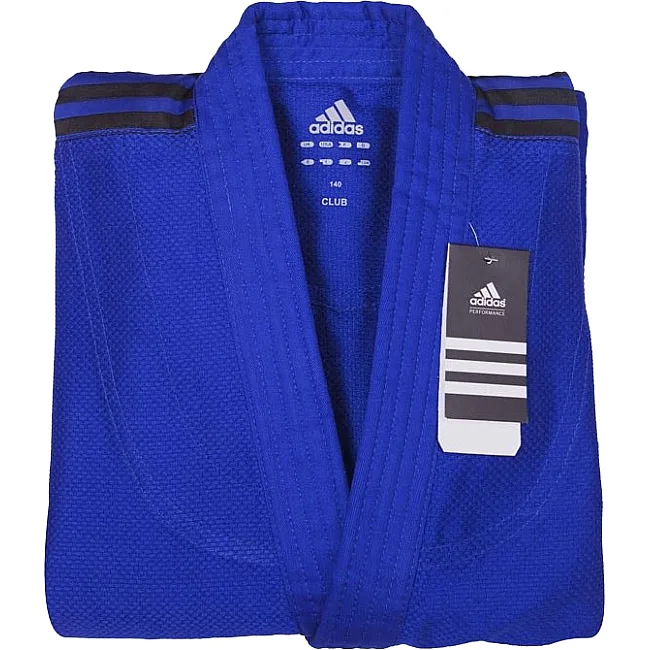 Кимоно для дзюдо Adidas Club (синий/чёрные полосы, J350B)