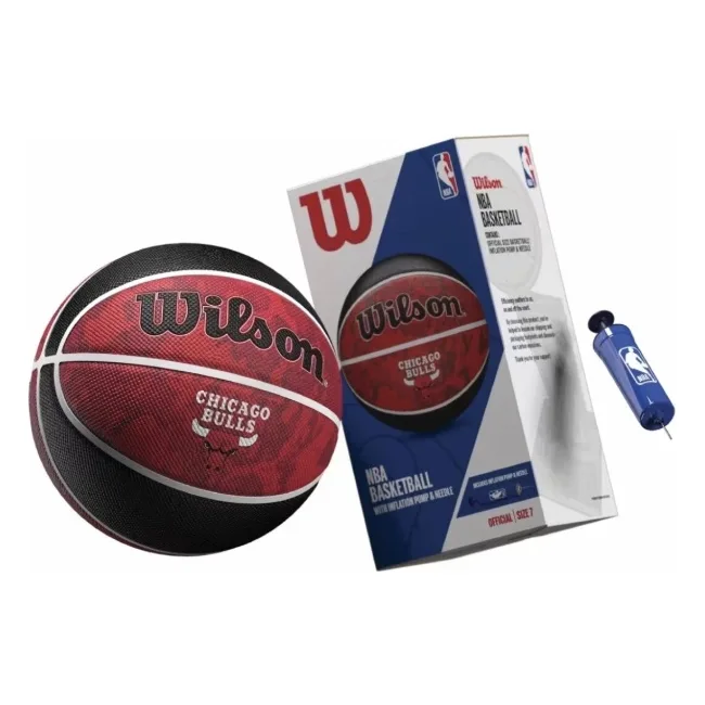 Баскетбольный мяч в подарочной коробке + насос WILSON NBA TEAM TRIBUTE BSKT CHI BULLS S size 7