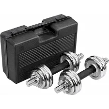 Разборные гантели стальные хромированные в пластиковом кейсе MDbuddy TA-7056-15 (Хром)