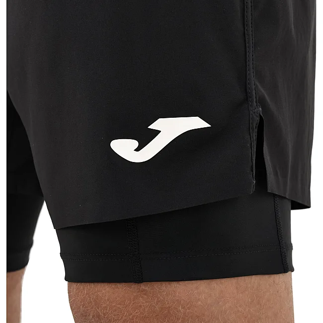 Спортивные шорты двойные 2 в 1 с тайтсами мужские JOMA SMASH 104441-100 (Черный)
