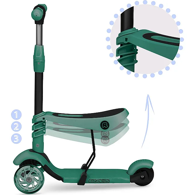 Детский самокат трехколесный Ricokids Todi зеленый