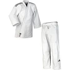 Кімоно для дзюдо Adidas Champion III з ліцензією IJF (білий/чорні смуги) J-IJF-2