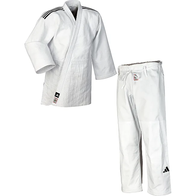 Кімоно для дзюдо Adidas Champion III з ліцензією IJF (білий/чорні смуги) J-IJF-2