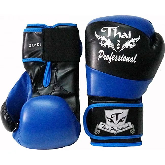 Боксерские перчатки Thai Professional BG7 Черные с синим