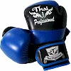 Боксерские перчатки Thai Professional BG7 Черные с синим Боксерские перчатки Thai Professional BG7 Черные с синим