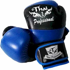 Боксерские перчатки Thai Professional BG7 Черные с синим