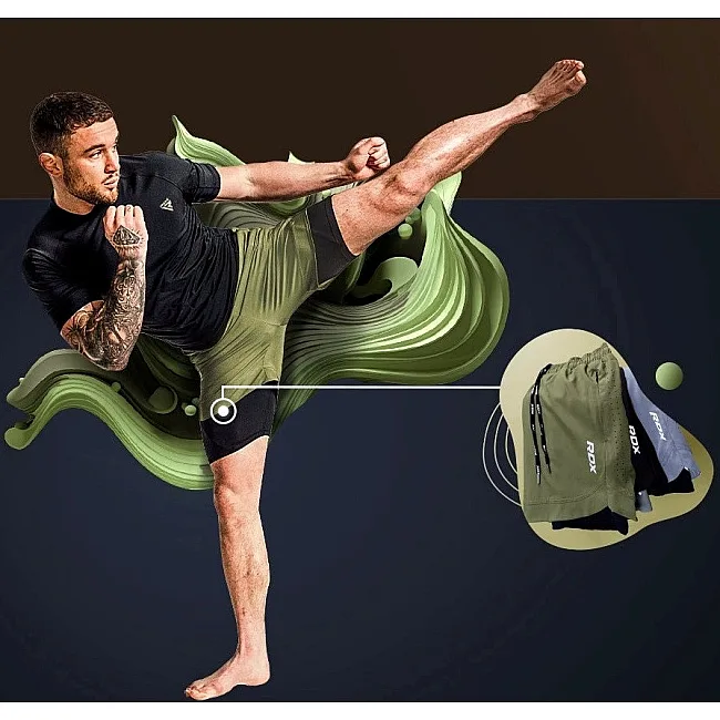 Компрессионные шорты для ММА RDX MMA T16 2-в-1 GREN/BLACK