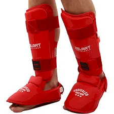 Защитные накладки на ноги для карате щитки и футы ZELART BO-7249 (Красный)