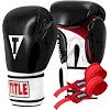 Боксерские перчатки TITLE Classic Leather 2.0 Black/White/Red (бинты 4м. в комплекте)