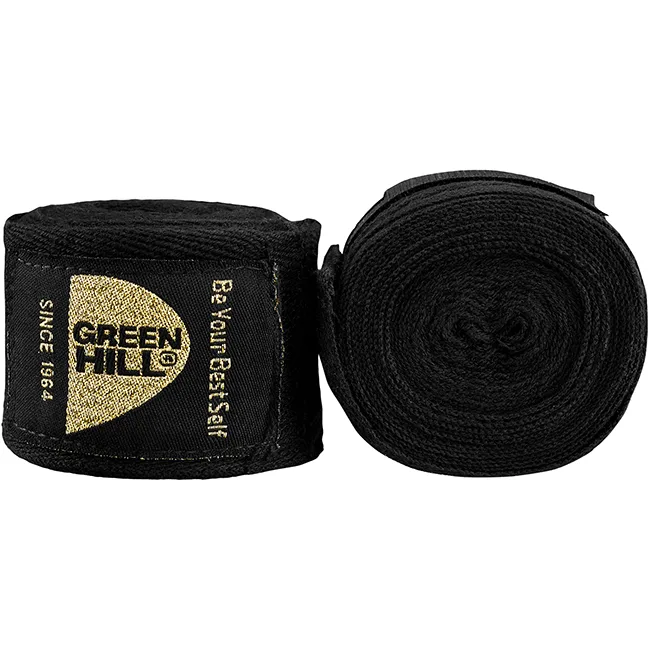Бинты для бокса Green Hill хлопок (Черный)