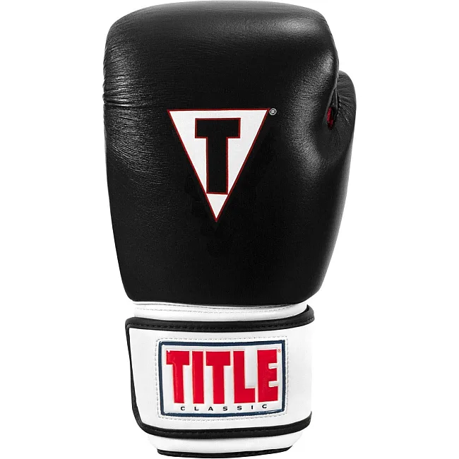 Боксерские перчатки TITLE Classic Leather 2.0 Black/White/Red (бинты 4м. в комплекте)