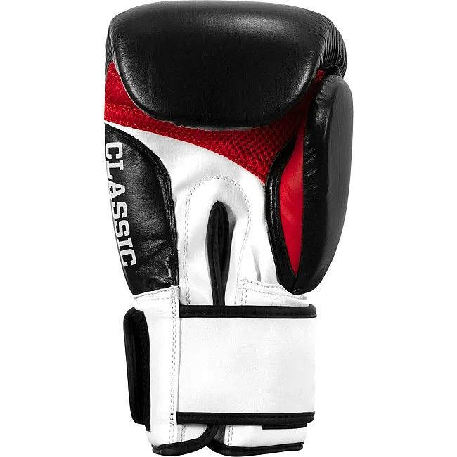 Боксерские перчатки TITLE Classic Leather 2.0 Black/White/Red (бинты 4м. в комплекте)