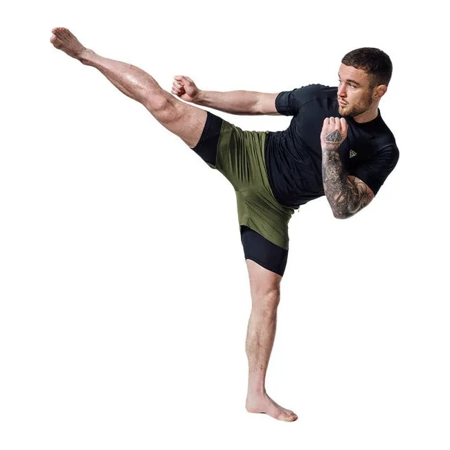 Компрессионные шорты для ММА RDX MMA T16 2-в-1 GREN/BLACK