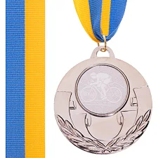 Медаль спортивна зі стрічкою тематична SP-SPORT AIM Велогонки C-4846-0036 ø5см (Срібний)
