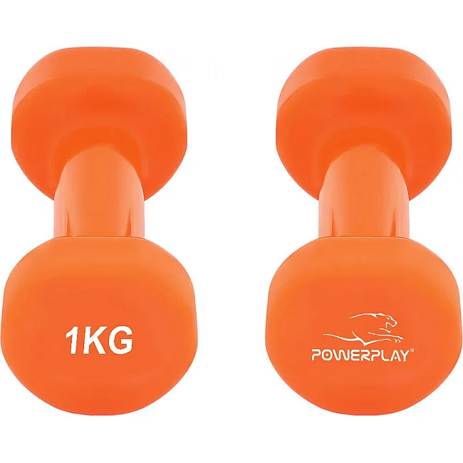 Гантелі вінілові PowerPlay 2x1 кг. PP_4103 Помаранчеві (2шт. - пара)