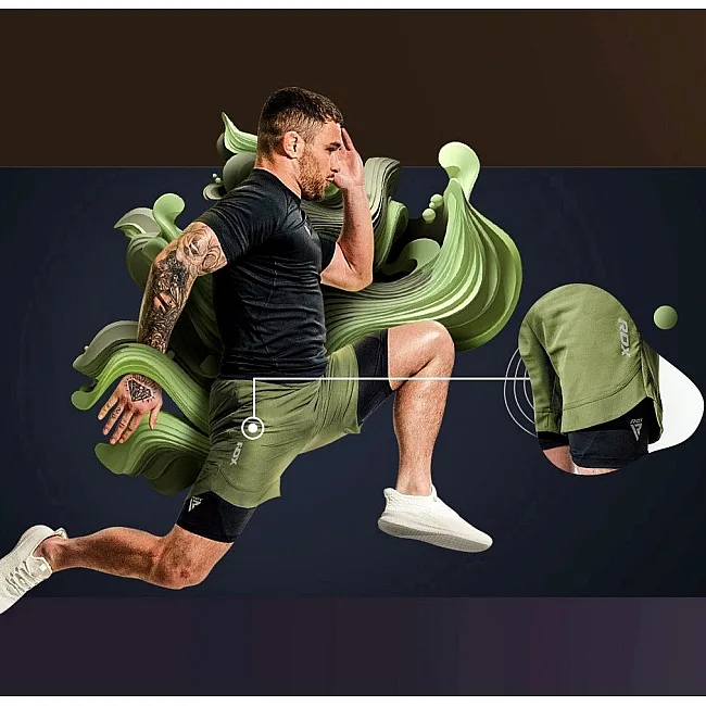 Компрессионные шорты для ММА RDX MMA T16 2-в-1 GREN/BLACK