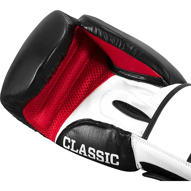 Боксерские перчатки TITLE Classic Leather 2.0 Black/White/Red (бинты 4м. в комплекте)