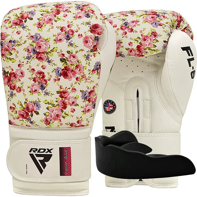 Боксерские перчатки RDX FL-6 WHITE (капа в комплекте)