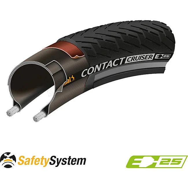 Покрышка на велосипед CONTINENTAL CONTACT Cruiser Reflex, 28"x2.20, 55-622, Wire, SafetySystem Breaker, 1025 г