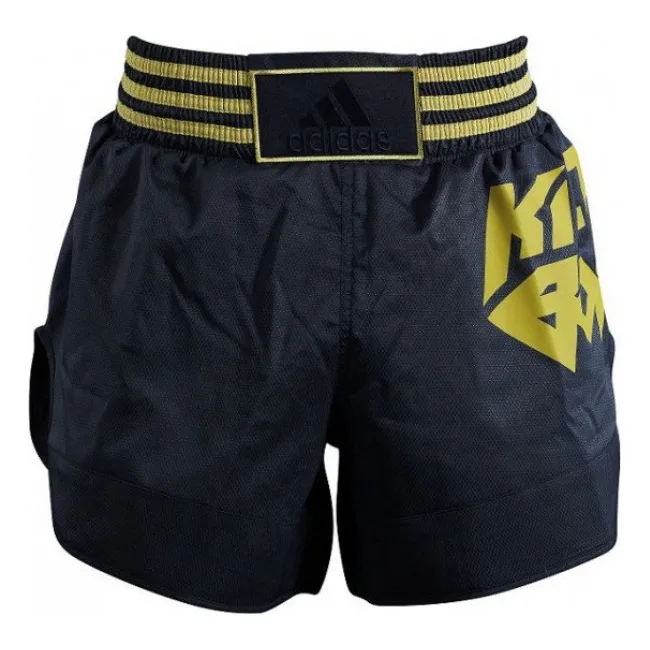 Шорти для кікбоксингу Adidas (чорний-золотий, ADISKB02)