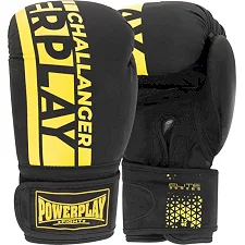Боксерские перчатки PowerPlay 3086 Matt Challenger Черно-Желтые