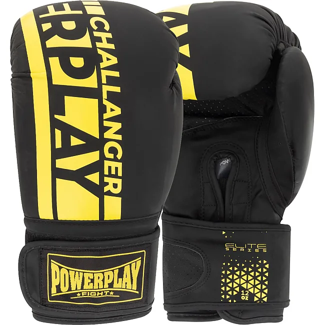 Боксерські рукавиці PowerPlay 3086 Matt Challenger Чорно-Жовті