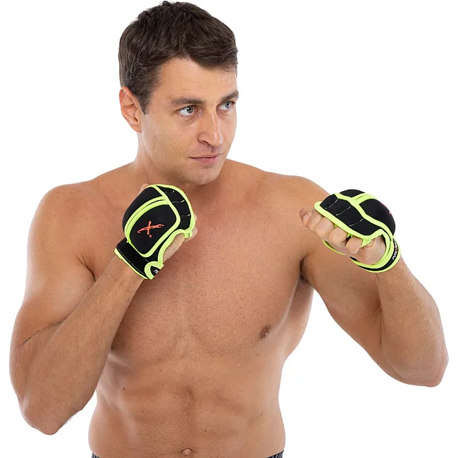 Перчатки-утяжелители MAXXMMA
 GS02 2х0,45кг (Черный-салатовый)