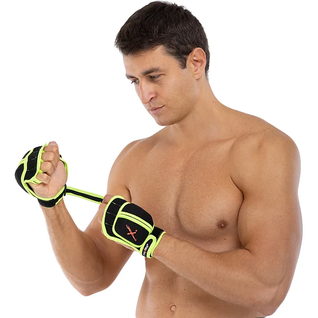 Перчатки-утяжелители MAXXMMA
 GS02 2х0,45кг (Черный-салатовый)