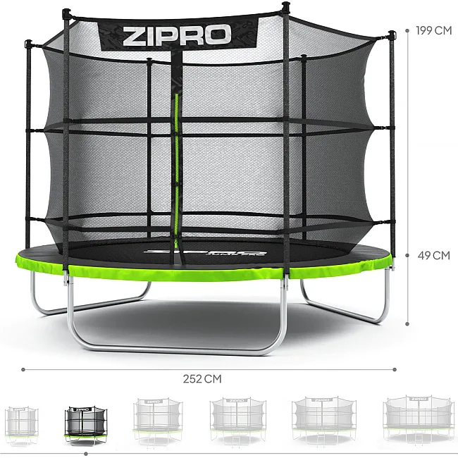 Батут Zipro Jump Pro с внутренней сеткой 8 футов 252 см черно-зеленый