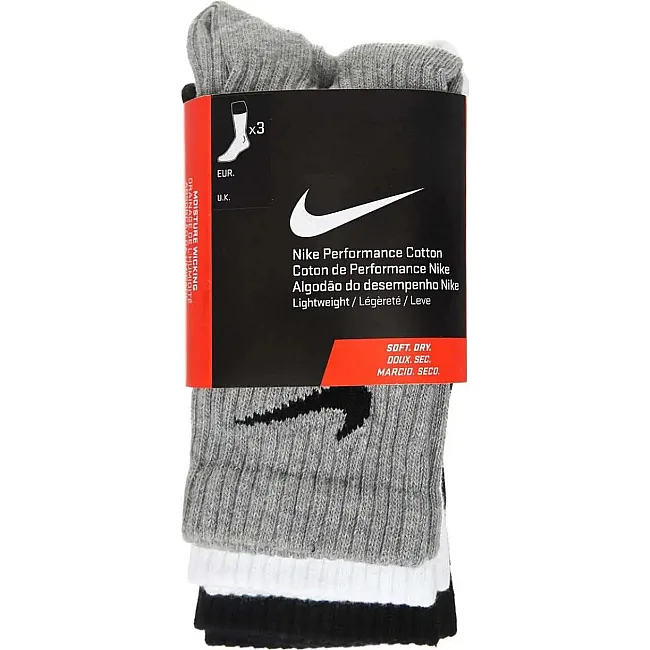 Шкарпетки Nike U NK PERF LTWT CRW 3PR NFS 144 чорний, білий, сірий