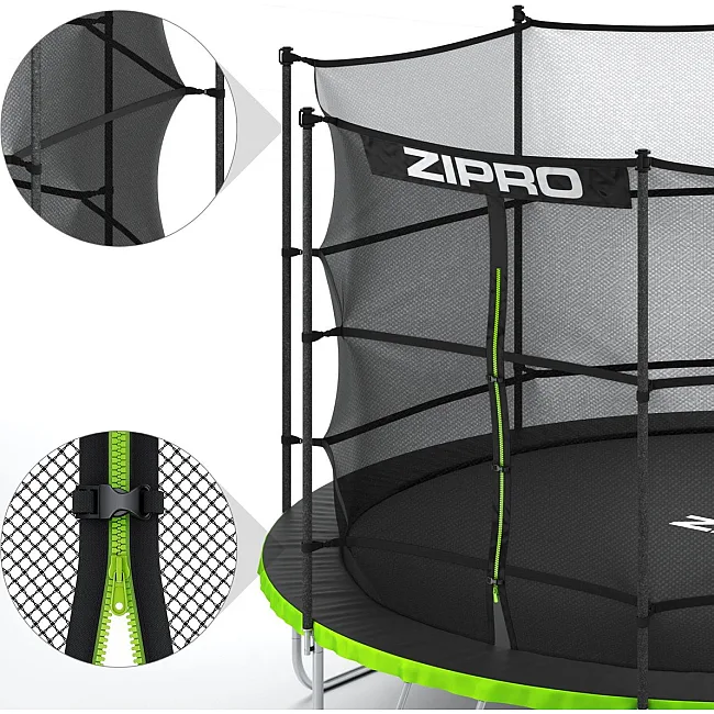 Батут Zipro Jump Pro с внутренней сеткой 8 футов 252 см черно-зеленый