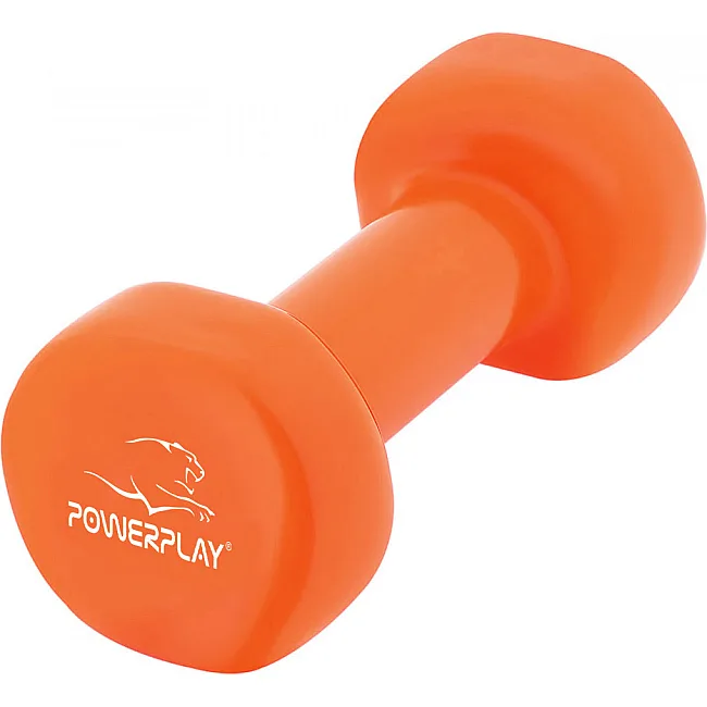 Гантели виниловые POWERPLAY 4125 Achilles 2x4кг. Оранжевые (пара - 2шт)