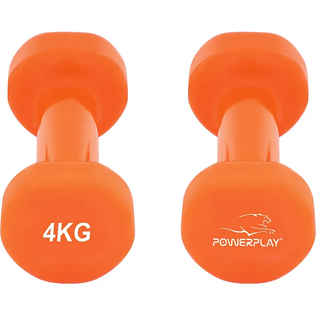 Гантели виниловые POWERPLAY 4125 Achilles 2x4кг. Оранжевые (пара - 2шт)