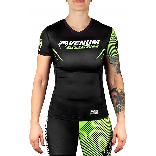 Рашгард женский VENUM Training Camp 2.0 Short Black Neo Yellow